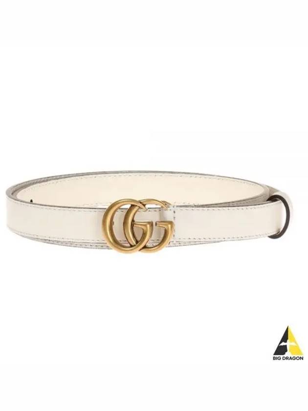 GG Marmont Double Buckle Thin Belt White - GUCCI - BALAAN 2