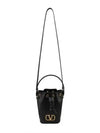 Signature V Logo Leather Small Bucket Bag Black - VALENTINO - BALAAN 5