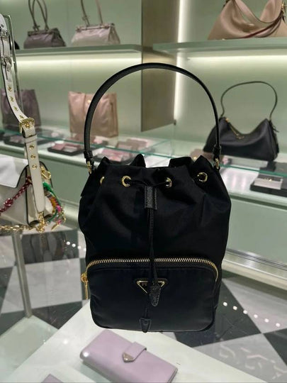 Duet Re-Nylon Bucket Bag Black Gold - PRADA - BALAAN 2