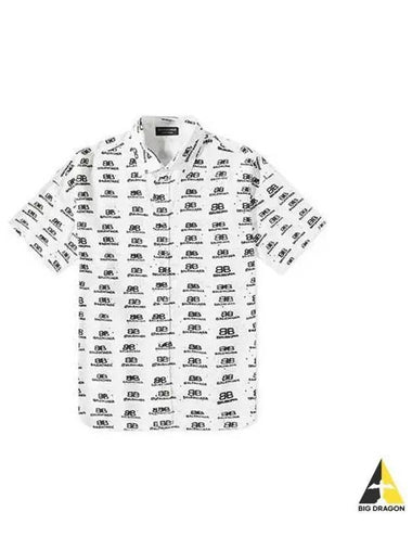 Logo Pattern Shirt Short Sleeve White 725382 TNL88 - BALENCIAGA - BALAAN 1