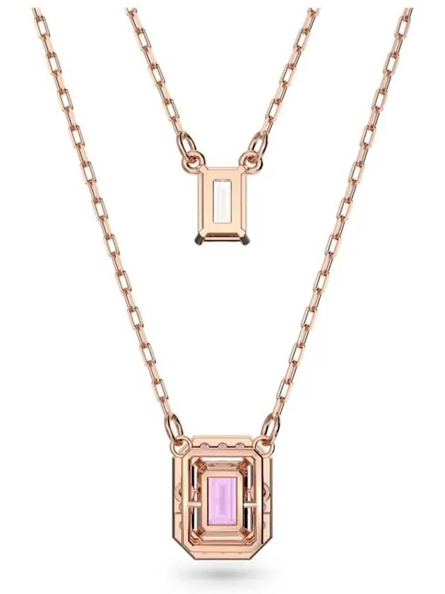 Una Layered Octagon Pendant Necklace Purple Rose Gold - SWAROVSKI - BALAAN 6