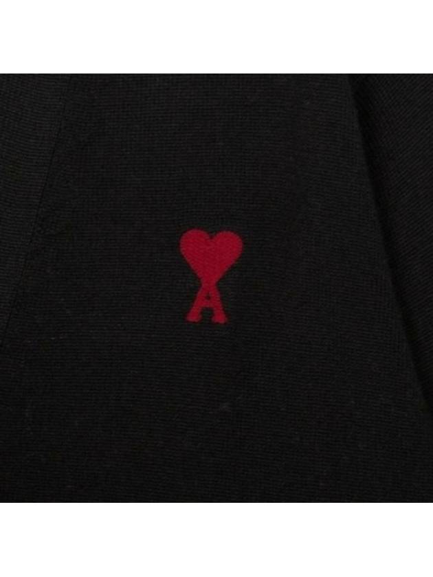 Heart Logo Wool Cardigan Black - AMI - BALAAN 5