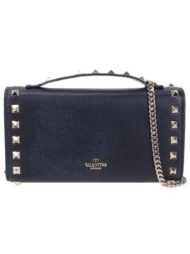 Women's Rockstud Leather Shoulder Bag Black - VALENTINO - BALAAN 4