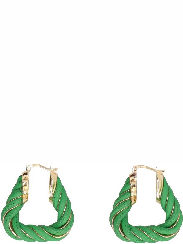 Twisted Triangle Hoop Earrings Green - BOTTEGA VENETA - BALAAN 4