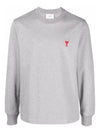 Small Heart Logo Long Sleeve T-Shirt Grey - AMI - BALAAN 2