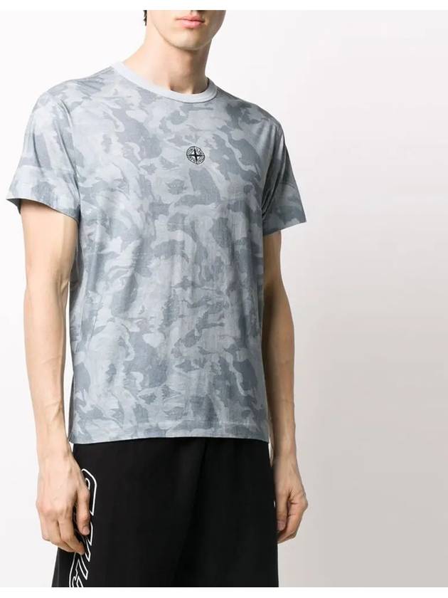 Logo Camouflage Short Sleeve T-Shirt Grey - STONE ISLAND - BALAAN 5