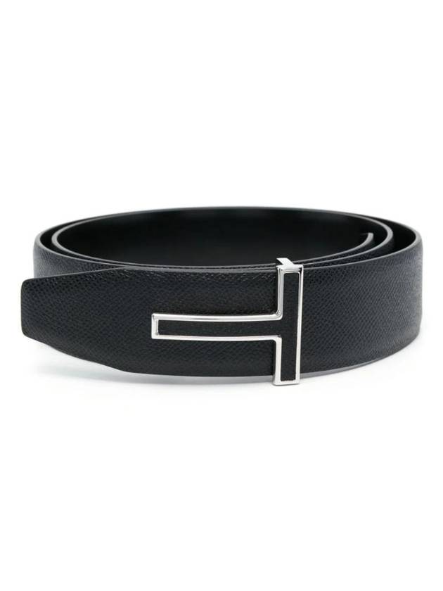 Logo Buckle Leather Belt Black - TOM FORD - BALAAN 1