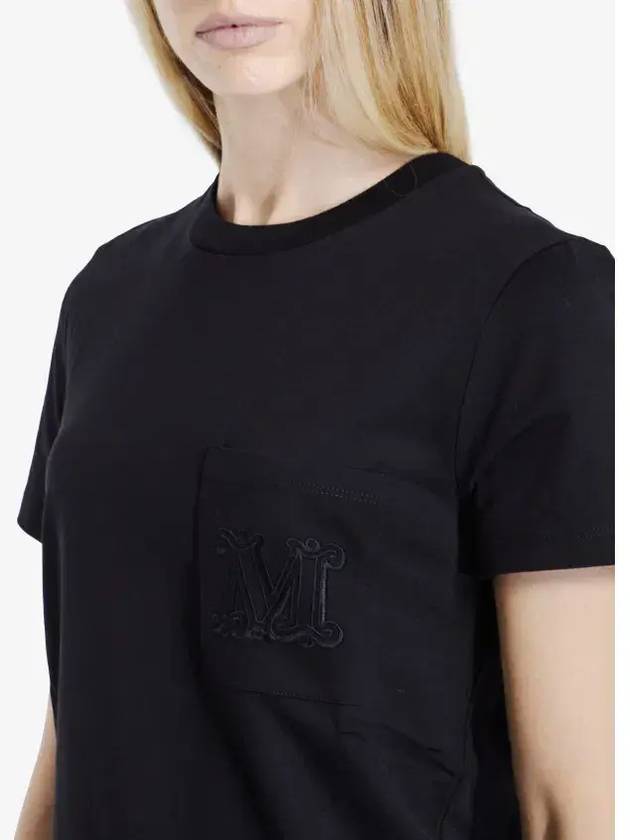 Embroidered Logo Crewneck Short Sleeve T-Shirt Black - MAX MARA - BALAAN 4