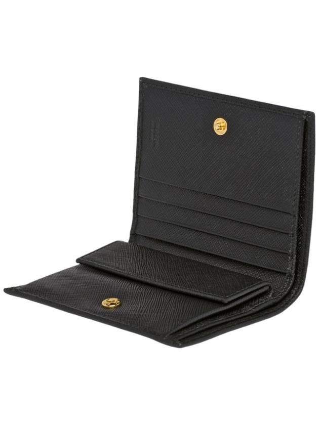 Saffiano Metal Logo Gold Fold Wallet Black - PRADA - BALAAN 5