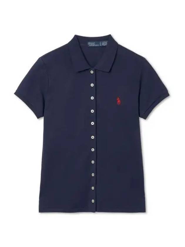 W short sleeve polo mesh shirt navy - POLO RALPH LAUREN - BALAAN 1