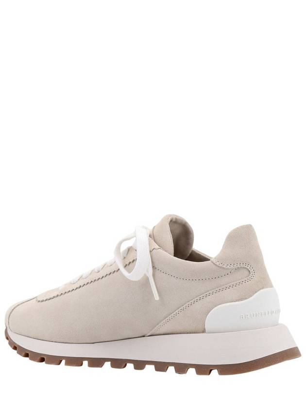 Chain Suede Low Top Sneakers Ivory - BRUNELLO CUCINELLI - BALAAN 3