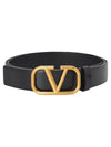 Signature V Logo Leather Belt Black - VALENTINO - BALAAN 1