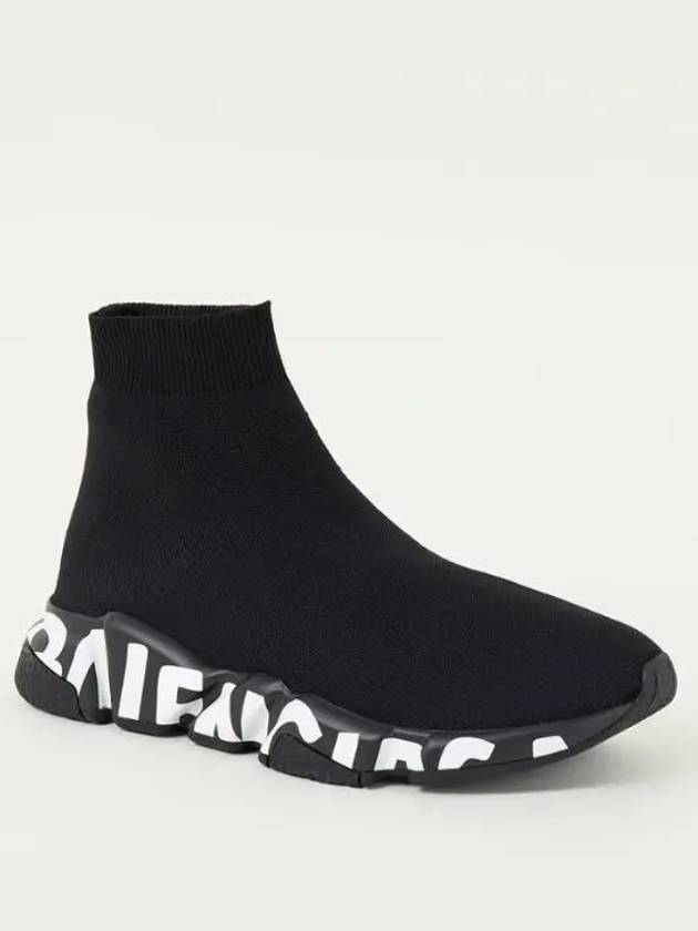 Men's Speedrunner Red Logo High Top Sneakers Black - BALENCIAGA - BALAAN 2