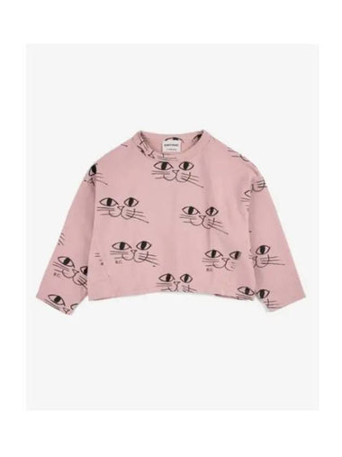 Smiling Cat Crop Sweatshirt 223AC047 510 Italian Kids - BOBO CHOSES - BALAAN 1