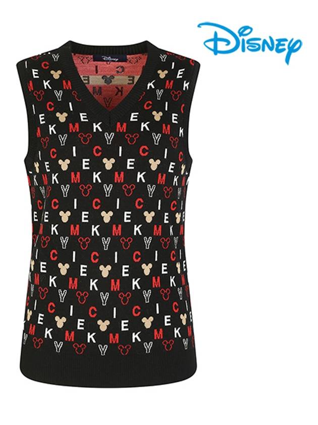 Women s Wool Knit V Neck Vest DL3LKV003 - DISNEY GOLF - BALAAN 1