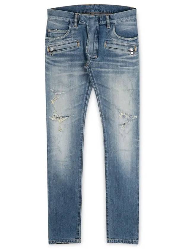 Men's Medium Blue Destroy Jeans S7H 9001 T021D 155 - BALMAIN - BALAAN 3