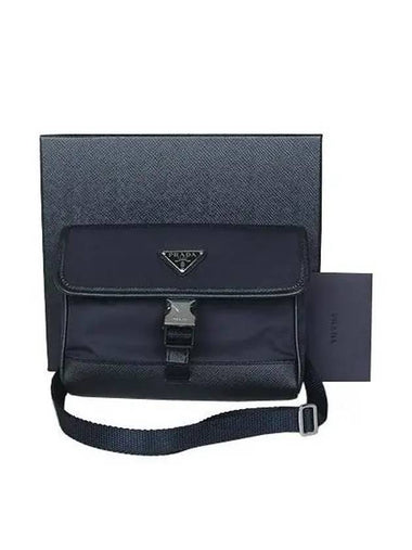 2ZH108 Re Nylon Saffiano Leather Navy Mini Cross Bag - PRADA - BALAAN 1