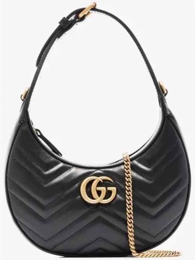 Mamont leather half moon shape mini bag black 271391 - GUCCI - BALAAN 1