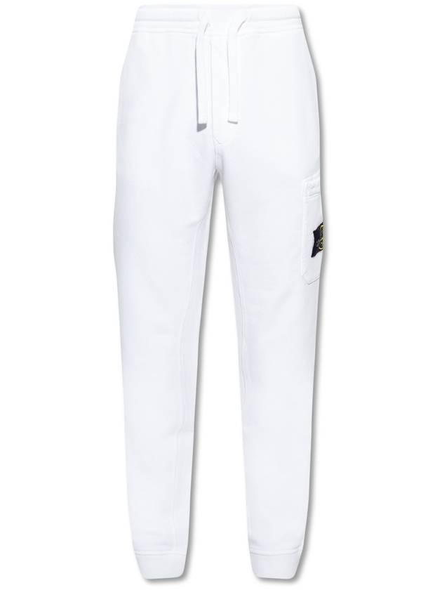 Side Patch Drawstring Track Pants White - STONE ISLAND - BALAAN.