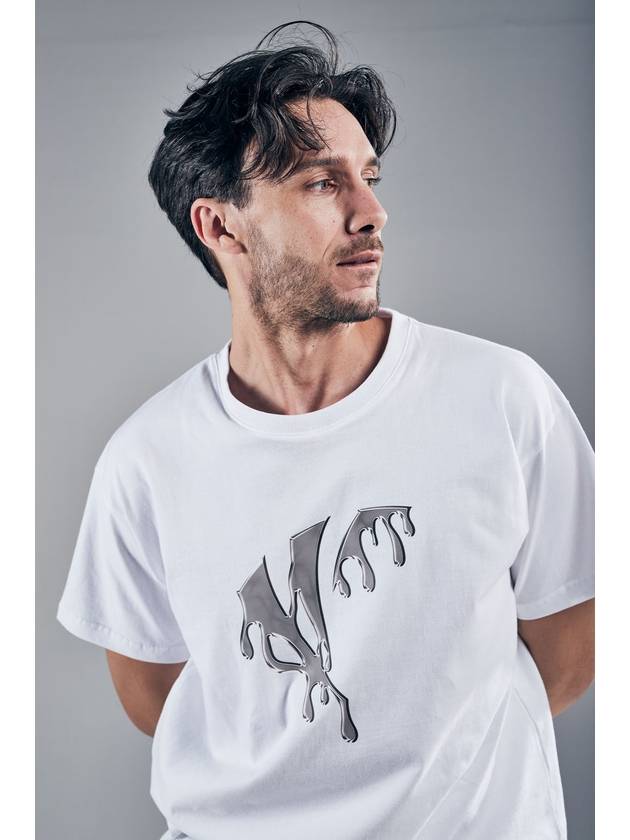 Melting Silver Signature Graphic Short Sleeve T-Shirt White - CETO - BALAAN 3