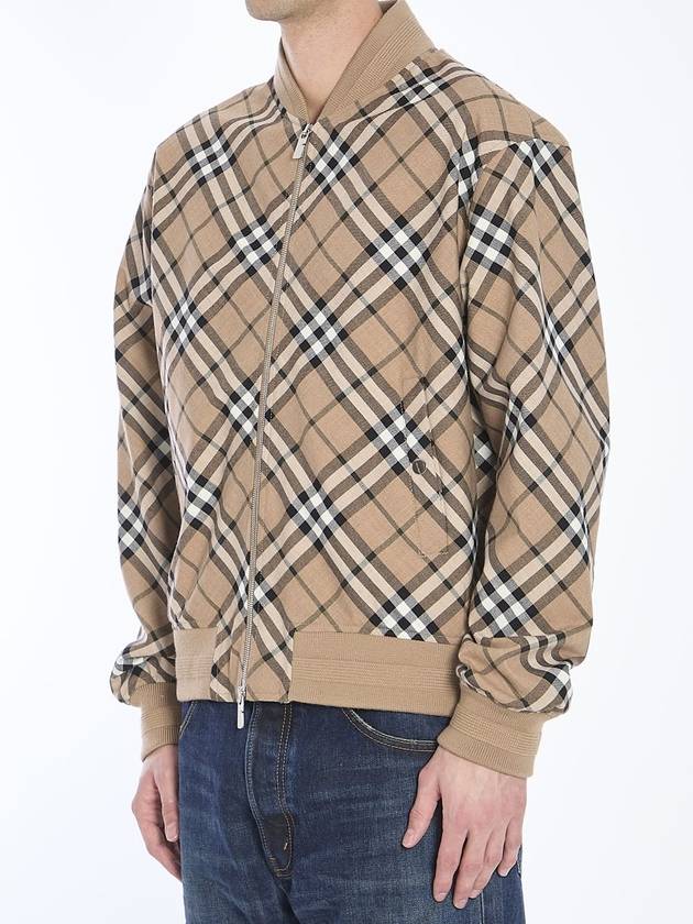 Harrington Check Wool Blend Zip-Up Jacket Brown - BURBERRY - BALAAN 3