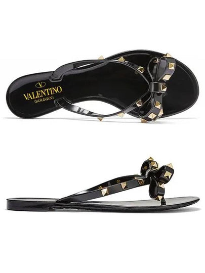 Women’s Rockstud Flip Flops Black - VALENTINO - BALAAN 2