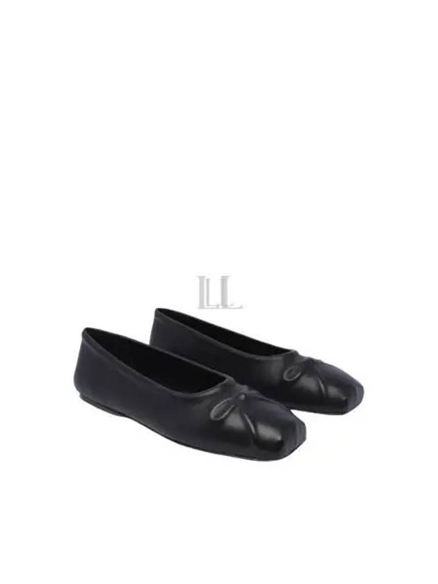 Bow Embossed Leather Ballerina Black - MARNI - BALAAN 2