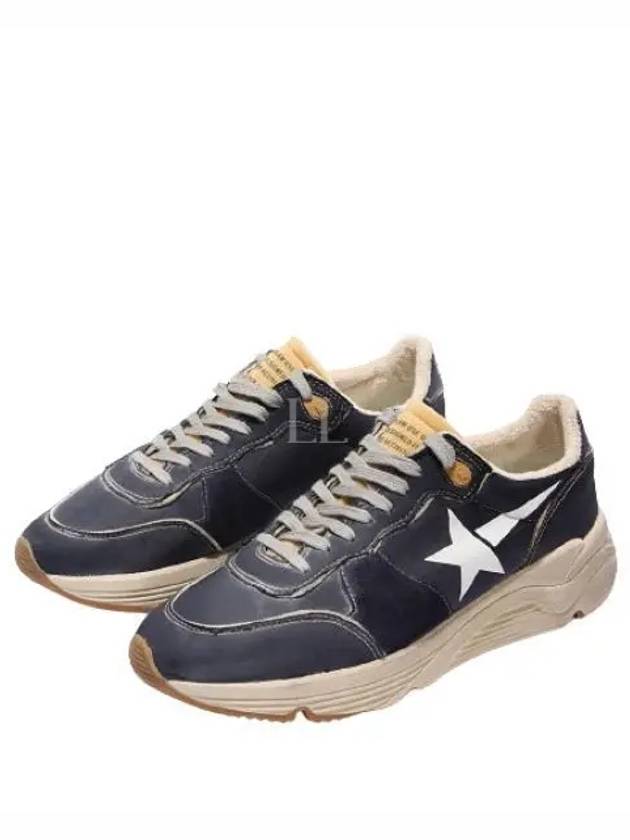 White Star Print Nylon Low Top Sneakers Dark Blue - GOLDEN GOOSE - BALAAN 2