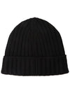 Logo Patch Wool Beanie Black - CP COMPANY - BALAAN 3