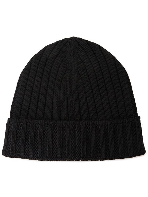 Logo Patch Wool Beanie Black - CP COMPANY - BALAAN 3