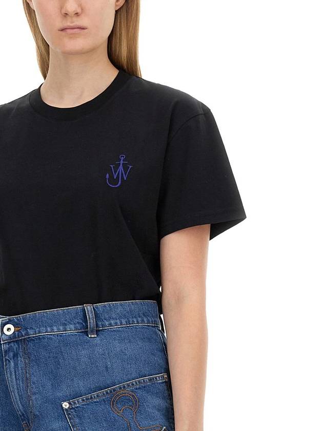 Embroidery Logo Cotton Short Sleeve T-Shirt Black - JW ANDERSON - BALAAN 5