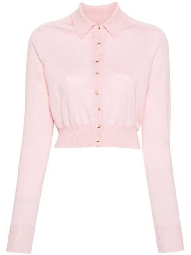 Faux Fur Collar Wool Cardigan Pink - MAX MARA SPORTMAX - BALAAN 1