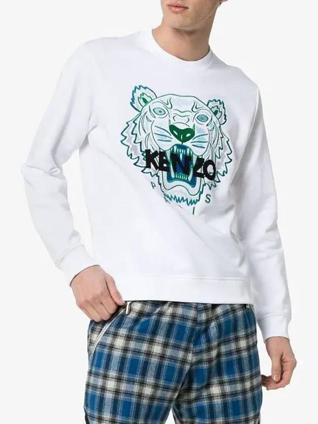 Tiger Embroidered Logo Sweatshirt  White Green - KENZO - BALAAN 4