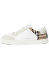 Check Leather Suede Sneakers Natural White Archive Beige - BURBERRY - BALAAN 4