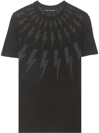 Men's Multi Thunder Short Sleeve T-Shirt Black - NEIL BARRETT - BALAAN 2