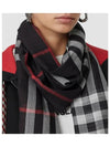 Light Check Wool Silk Scarf Navy - BURBERRY - BALAAN 10