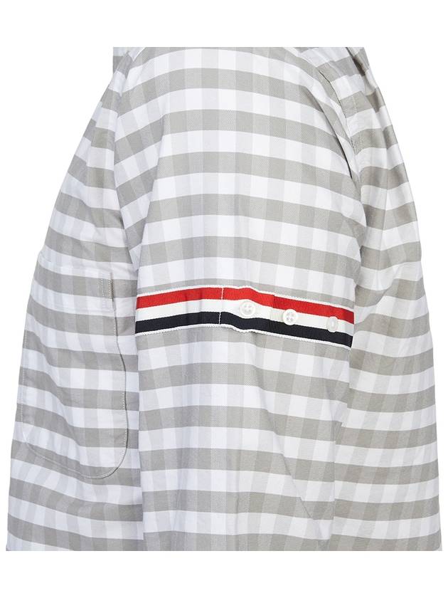 Men's Check Oxford Long Sleeve Shirt Grey - THOM BROWNE - BALAAN 11