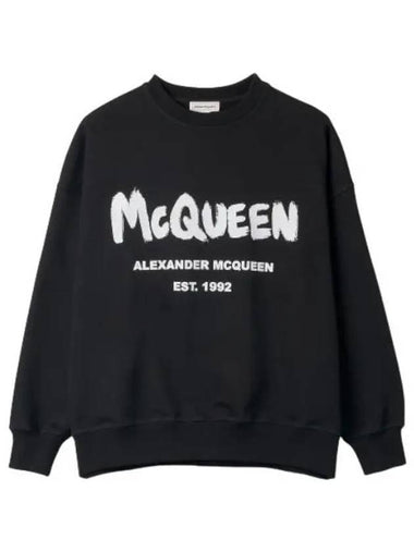 Graffiti Logo Sweatshirt Black White - ALEXANDER MCQUEEN - BALAAN 1