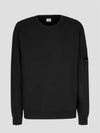 Lens Wappen Light Fleece Sweatshirt Black - CP COMPANY - BALAAN.