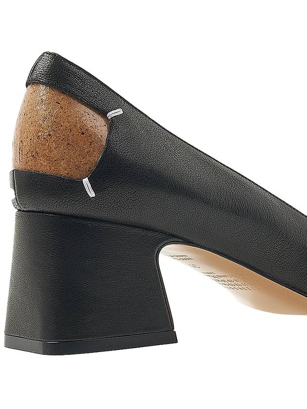 Stitched Leather Square Toe Pumps Black - MAISON MARGIELA - BALAAN 11