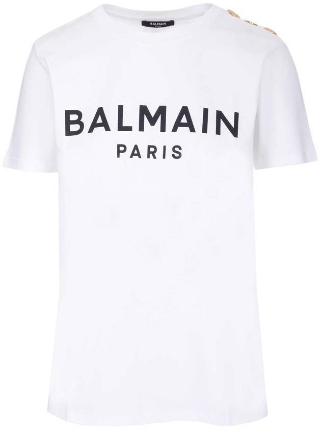 Logo Print Short Sleeve T-Shirt White - BALMAIN - BALAAN 1