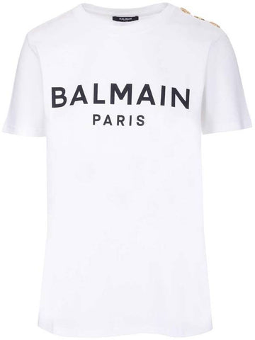 Logo Print Short Sleeve T-Shirt White - BALMAIN - BALAAN 1