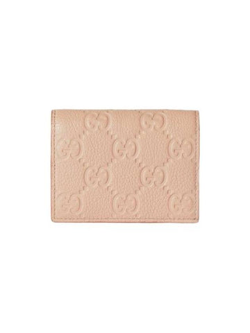 GG Emblem Mini Leather Half Wallet Light Pink - GUCCI - BALAAN 1