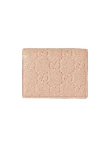 GG Emblem Mini Leather Half Wallet Light Pink - GUCCI - BALAAN 1