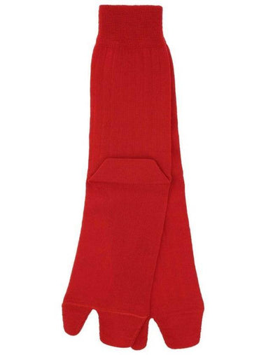 Tabi Ribbed Wool Blend Socks Red - MAISON MARGIELA - BALAAN 1