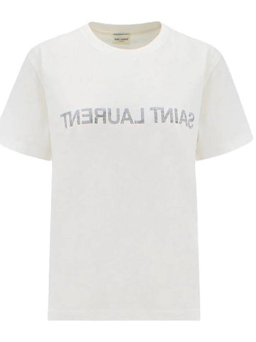 Reverse Short Sleeve T-Shirt Nature Et Noir - SAINT LAURENT - BALAAN 1