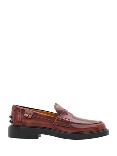 Logo Detail Leather Loafer Brown - TOD'S - BALAAN 1