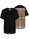 Back Check Panel Cotton Oversized Short Sleeve T-Shirt Black - BURBERRY - BALAAN 2