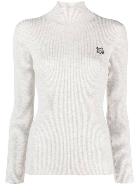 Bold Fox Head Patch Turtleneck Light Gray Melange - MAISON KITSUNE - BALAAN 1