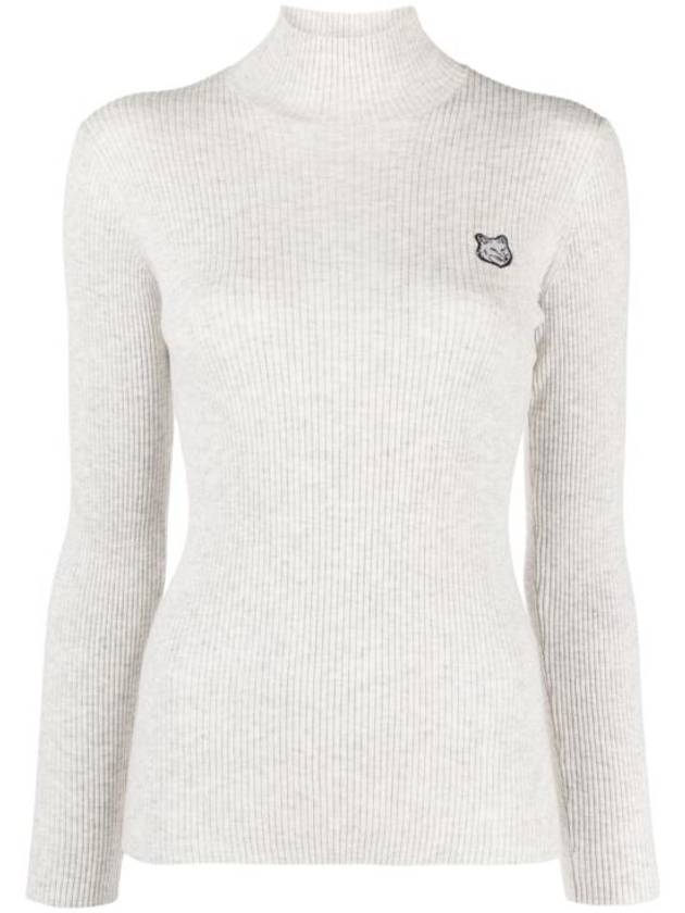 Bold Fox Head Patch Turtleneck Light Grey Melange - MAISON KITSUNE - BALAAN 1